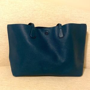 Brand new Tory Burch teal leather tote bag